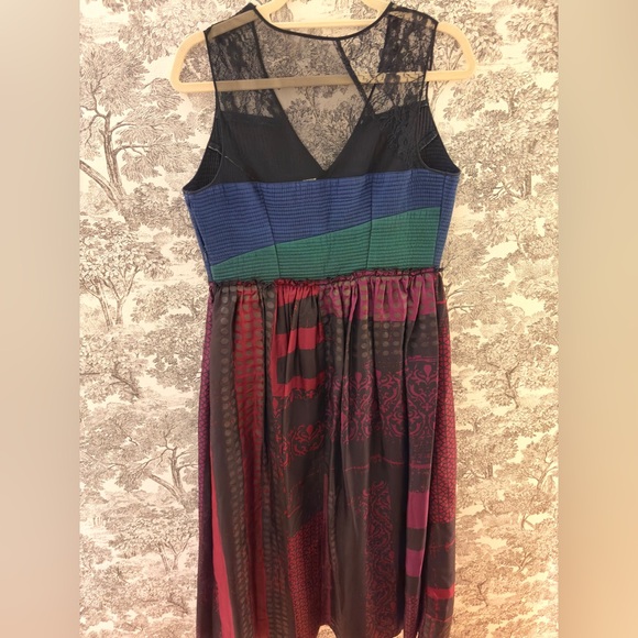 Niki Mahajan for Anthropologie Montage Midi Dress RARE Size 8 10 12 Silk Lace - Picture 13 of 14